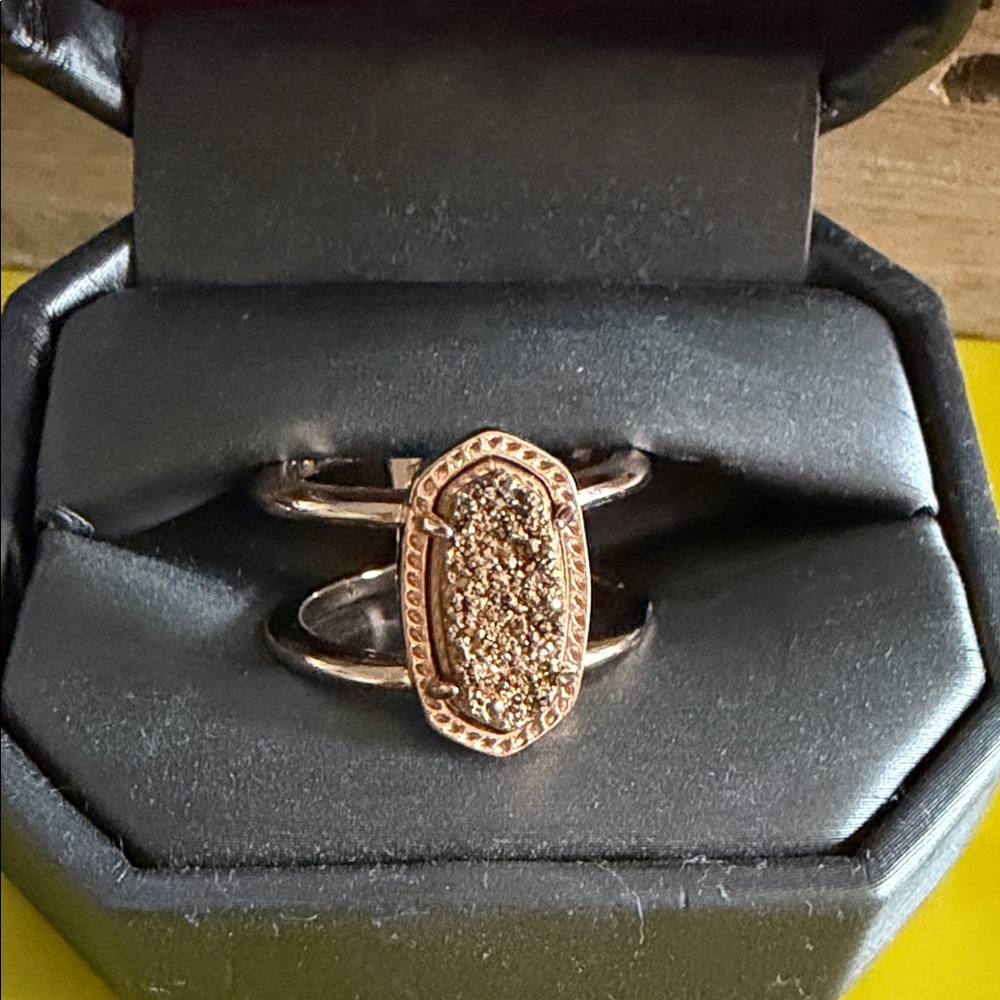 Kendra Scott Rose Gold Textured Druzy Double-Band Ring